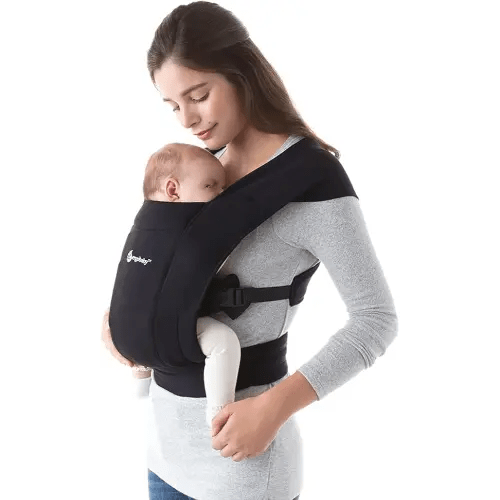 Ergobaby Embrace Baby Carrier Newborn to Toddler - Lightweight Ergonomic Baby Carriers - Cozy Essentials (7-25 Pounds), Ponte Knit, Pure Black