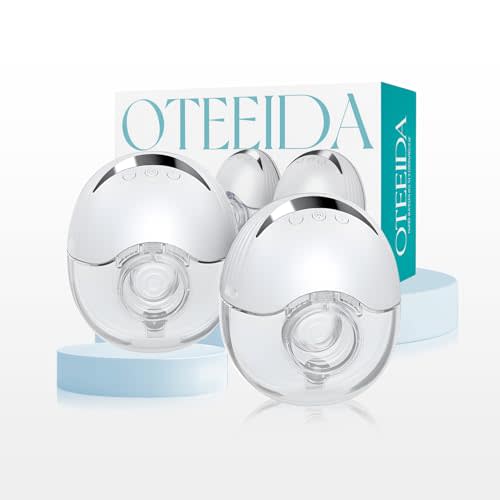Hands Free Breast Pump Wearable MY-375 - Strong Suction, Low Noise, Wearable Breastfeeding Pump with 4 Mode &12 Levels, Portable Electric Breast Pump 24mm - 19/21/Insert/Flange, 2 Pack (White)