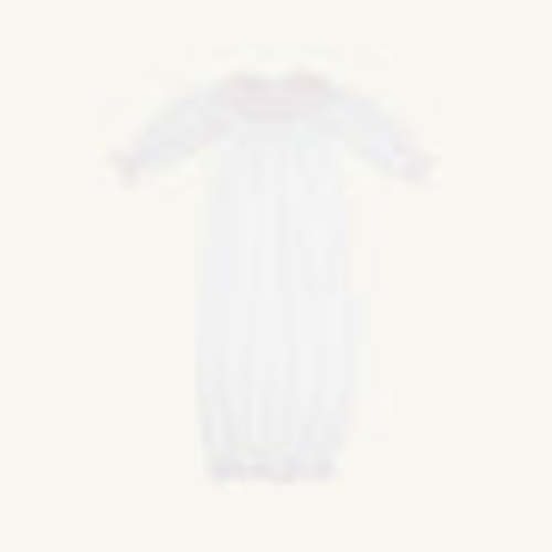 Sweetly Smocked Greeting Gown - Worth Avenue White with Palm Beach Pin