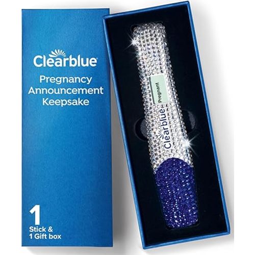 Clearblue Bedazzled Pregnancy Announcement Keepsake Stick 1ct; Unique and Memorable Reminder for Sharing Special Moments on Social Media