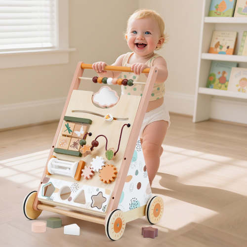 Wooden Baby Walker Push Toy with Montessori Activities | Adjustable Speed – Joyreal