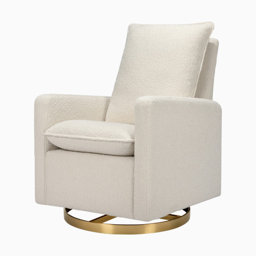 babyletto Cali Pillowback Swivel Glider - Ivory Boucle With Gold Base