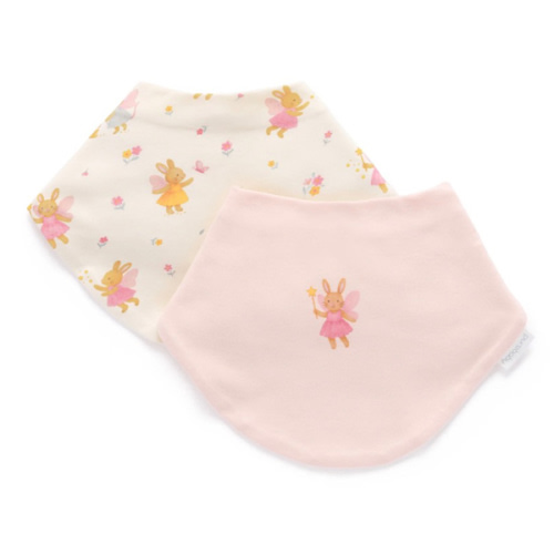 Pink Little Fairies 2 Pack Dribble Bib  - Purebaby