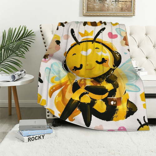 BCIIG Bee Blanket for Kids, Aldults - Soft, Fuzzy & Cozy - 40"x50" Crib Size Throw Blanket for Couch, Office - Colorful Cute Warm Blankets Gifts 50x60in