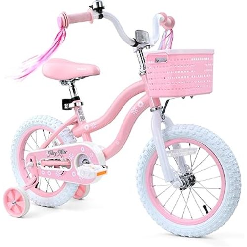 Girls Bike for Kids Ages 2-5 Years, 12 14 16 Inch Kids Bike with Training Wheels, Basket & Streamers, Pink Little Girls Bicycle with Coaster Brake, Birthday Gift