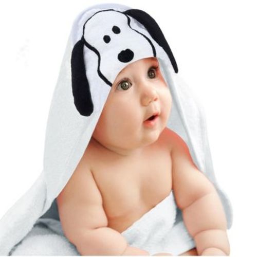 Lambs & Ivy Snoopy Baby/Infant Cotton Hooded Bath Towel - White