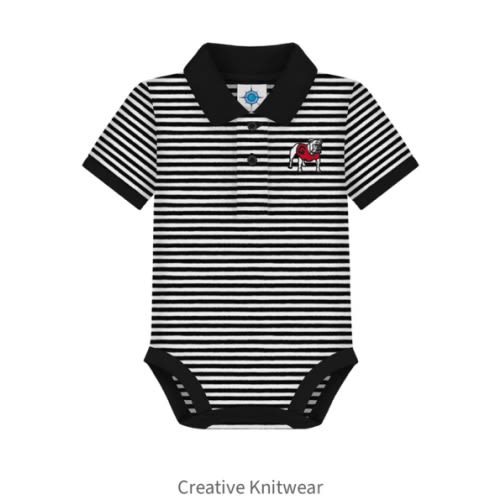INFANT GEORGIA one piece three snap striped polo - black – The Red Zone- Athens, GA