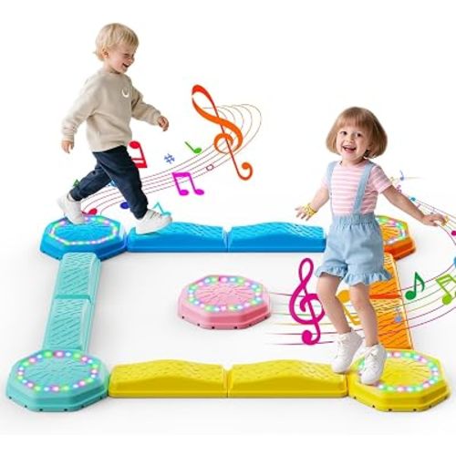 Holyton Balance Beam & Stepping Stones for Kids, 13PCS Obstacle Course