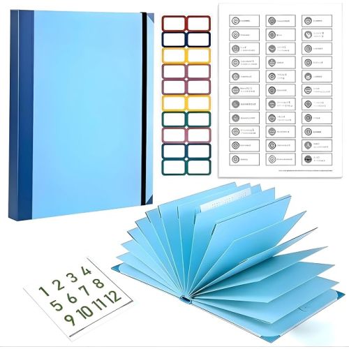 GANGZI The Life Book Document Organizer Binder | Binder with Guided Labels, Acid-Free File Folder Organizer, Document Holder for Home Records, Legal and Medical Papers (Blue)