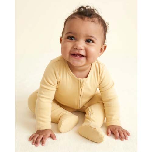 Solid Color Bamboo Zippered Footie Romper