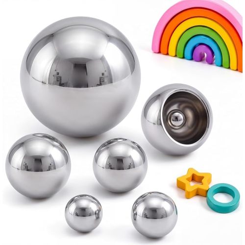 Shappy 4 Pcs Sensory Reflective Balls Stainless Steel Gazing Mirror Balls for Back to School Color Image Reflection Bedroom Ornaments (2.5,3,3.9,4.7 Inch)