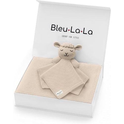 Baby Gift Set - Organic Cotton Newborn Blanket Essentials, Thoughtful Baby Shower & New Baby Gift for Boys & Girls (Lovey - Sheep - Oatmeal)