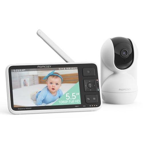 Momcozy Upgraded BM03 Baby Monitor, 5.5'' 1080P Full HD Baby Monitor with Camera and Audio No WiFi, Safe Fence, Motion Detection, Night Vision, 5800mAh 120-hrs Battery, VOX, 2-Way Audio, 1640ft Range