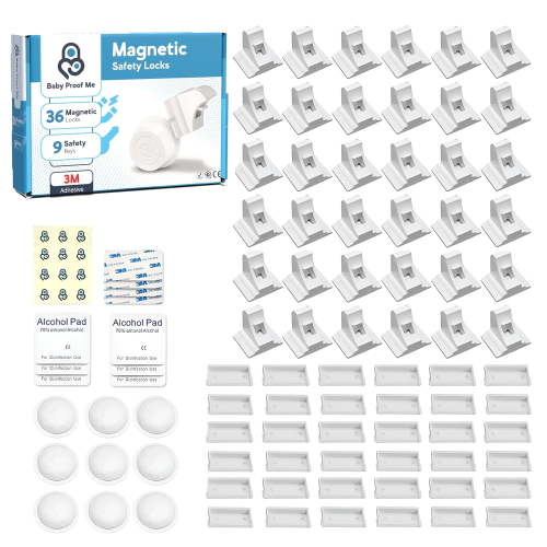 Baby Proof Me Magnetic Child Safety Cabinet Locks for Baby Proofing, 36 Locks and 9 Keys