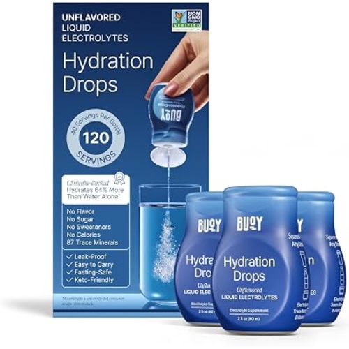 Buoy Electrolyte Drops | 120 Servings | No Sugar, No Sweeteners | 87+ Trace Minerals, Vitamins & Antioxidants | Subtle Mineral Taste | Hydration Supplement - Unflavored 3 Pack