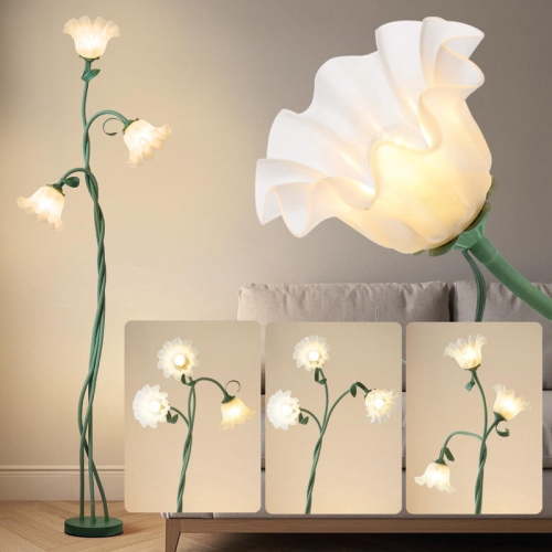 Flower Floor Lamp - Modern Floor Lamps, LED Standing Lamp for Living Room 3 Color Modes Flexible Gooseneck Corner Light with LED Bulb for Home Bedroom Office Decor Floor Lamps Green