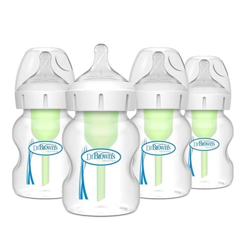 Dr. Brown's Anti-Colic Options+ Wide-Neck Baby Bottles, 5 oz, 4-Pack