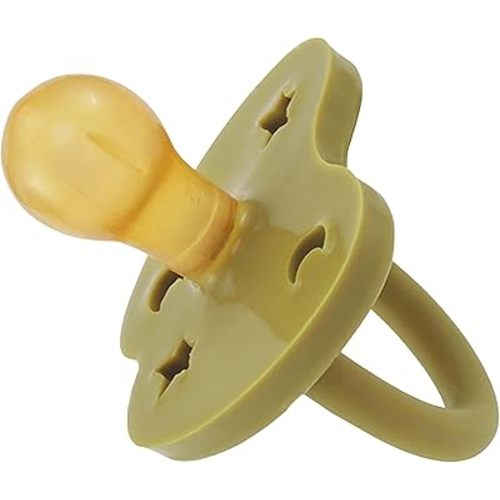 HEVEA Natural Rubber Pacifier Round 3-36 Months – Hygienic One Piece Design for Newborns to Toddlers, BPA-Free, Soft & Durable – Single-Pack (Avocado)