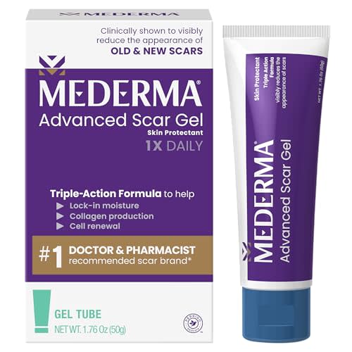 Mederma Advanced Scar Gel, Treats Old and New Scars, Reduces the Appearance of Scars from Acne, Stitches, Burns and More, 50 Grams