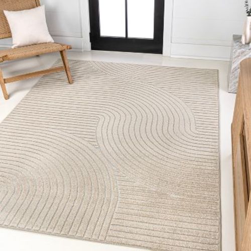 JONATHAN Y Hallie High-Low Minimalist Curve Geometric Indoor/Outdoor Area Rug