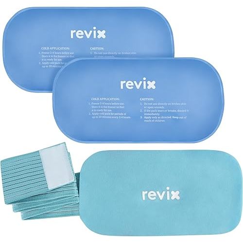 REVIX Cold Packs for Injuries, 2 Gel Packs, Soft and Flexible Hot & Cold Compress Large Ice Pack Wraps for Back, Knee, Leg and Ankle, Enhancing Comfort and Soothing Fatigue, 12" x 6"