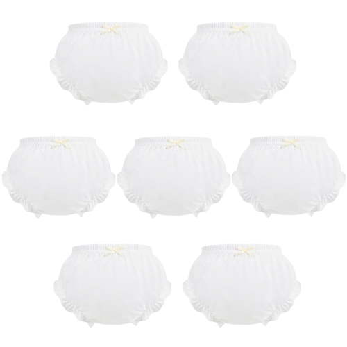 Yatacso 7 PCS Baby Girls Cotton Underwear - Diaper Cover, Soft Toddler Panties Breathable Bloomers White Color