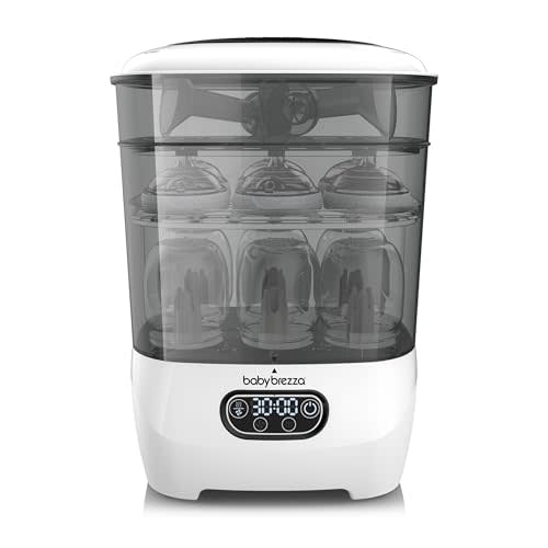 Baby Brezza Bottle Sterilizer and Dryer Advanced – 33% Faster - Largest Capacity Steam Sanitizer - Universal Sterilization Machine for All Bottles + Pump Parts - HEPA Air Filter