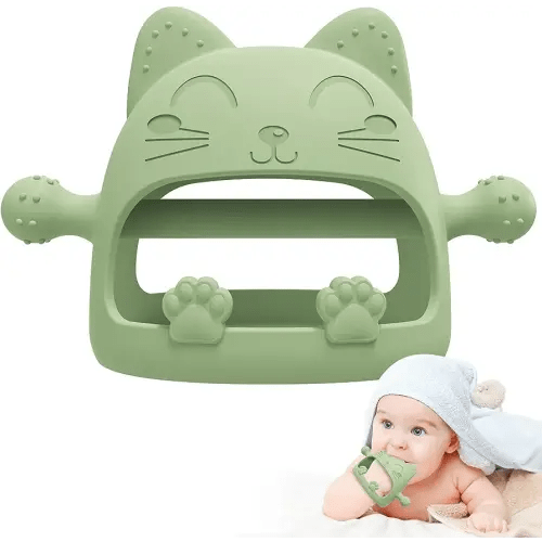 Baby Teethers 0-6 Months,Teething Toys for Babies 0-6 Months,Never Drop Baby Chew Toys for Teething Relief,Infant Hand Teether Pacifiers for 0-6 Months,Ideal Baby Toys Gifts for New Moms(Cartoon Cat)