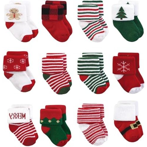 Hudson Baby Basics Unisex Baby Cozy Terry Baby Sock 12-Pack