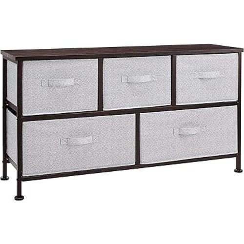 Amazon Basics Extra Wide Fabric 5-Drawer Storage Organizer Unit for Bedroom Closet, Bronze