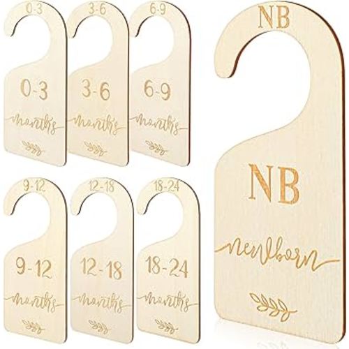 7pcs Wooden Baby Clothes Dividers for Closet, Clothes Size Markers for Baby, Nursery Closet Dividers for 0-24 Months for Home Nursery Cloth