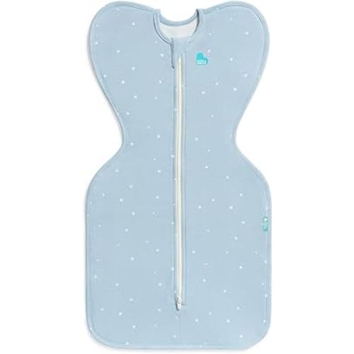 Love to Dream Swaddle Up Original, Arms Up Position, Light and Ultra Breathable Cotton - Wearable Blanket - 1.0 TOG - (20-24°C) Ideal for Moderate Temps (Twinkle Powder Blue, Small, 3.5–6kg)