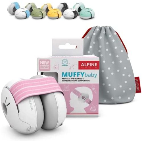 Alpine Muffy Baby Ear Protection for Babies and Toddlers up to 36 Months - CE & ANSI Certified - Noise Reduction Earmuffs - Comfortable Baby Headphones Against Hearing Damage & Improves Sleep - Pink