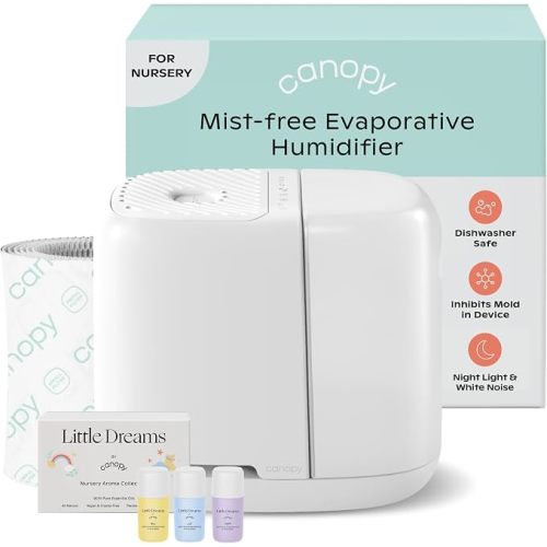 Canopy Nursery Humidifier 2.0, White, 2.5L, 36 Hr, Sleep Light & Aroma Kit