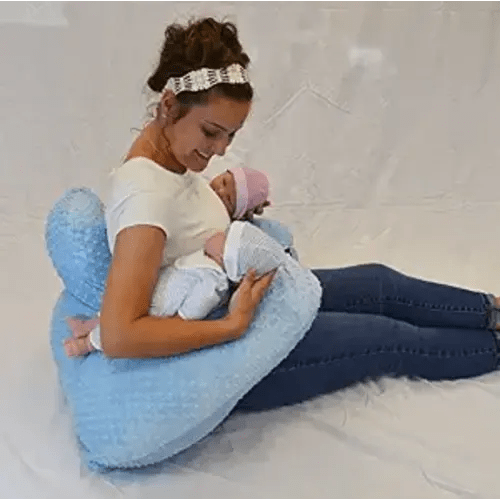 Twin Z Nursing Pillow | Bottle or Breastfeeding | Plus Size Friendly - Blue