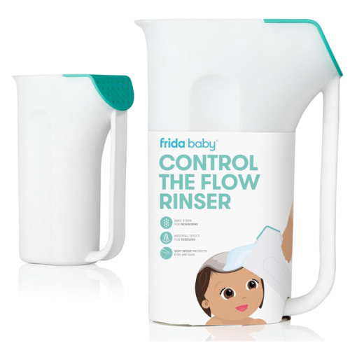 Frida Baby Control The Flow Bath Rinse Cup, Tear Free Rinser to Wash Hair and Body with Easy Grip Handle and Removable Rain Shower, Made in USA