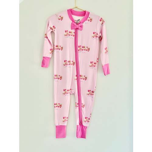 Convertible Bamboo Sleeper in Conductor in Training Print in Kennebunkport Pink