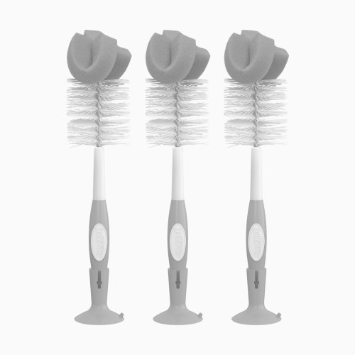Dr. Brown's Sponge Baby Bottle Cleaning Brush Set - Grey