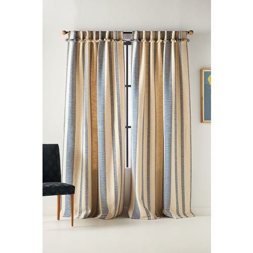 Pieced Stripe Cotton Blend Woven Curtain