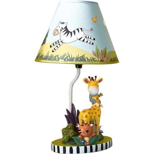 Fantasy Fields Sunny Safari Kids Table Lamp with Sculpted Base & Printed Lampshade, Multi