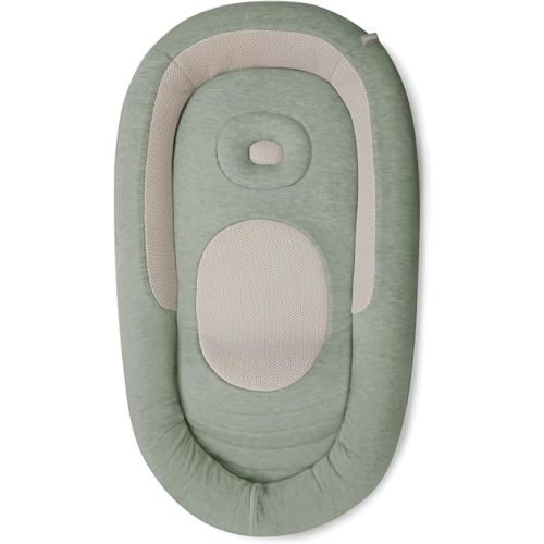 Inglesina Welcome Pod Baby Lounger, Balance Green - U.S. Compliant Infant Lounger for 0-8 Months - with Ergonomic Support for Supervised Tummy Time & Play - Breathable Bamboo & Cotton