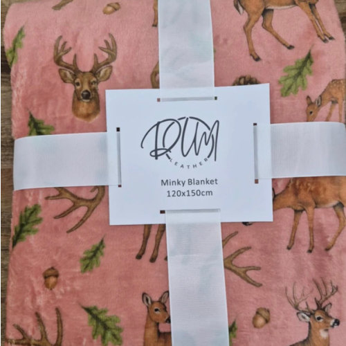 Whitetail Woods Minky Blankets- Pink