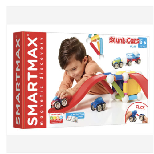 SmartMax Stunt Cars 46-pc STEM Magnetic Building Set for Ages 3+ – Smart Toys and Games