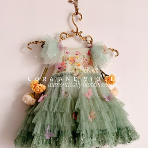 Evangeline | 3D Wildflower Girl Dress | Luxury Heirloom Birthday & Flo – Cora and Violet