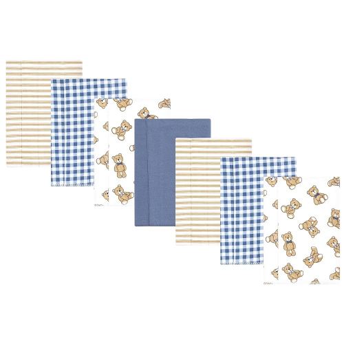 Hudson Baby Unisex Baby Flannel Burp Cloth 7pk, Gentleman Bear, One Size