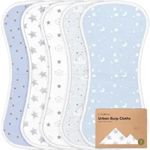 Organic Burp Cloths Baby Boy & Girl, 5-pack Cotton Burp Rags(Constellation)