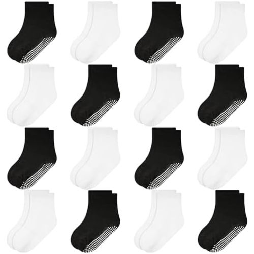 HYCLES 16 Pairs Toddler Socks, Non Slip Kid Grips Socks Sticky Boy Girl Sock for 0-7T Toddlers Baby