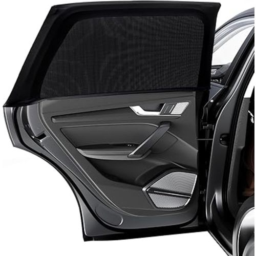 PEYOU Car Window Shades for Baby 2 Pack, Stretchable & Breathable Spandex Rear Side Car Sun Shade for Camping, Blocks Uv Rays & Sun Glare for Kids/Adults/Pets - 44.9"X19.7" Fits 99% Cars