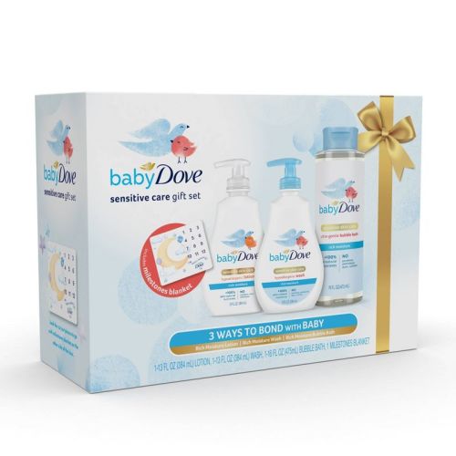 Baby Dove Rich Moisture Hypoallergenic Baby Wash, Lotion and Bubble Bath Gift Pack for Sensitive Skin - 3pk