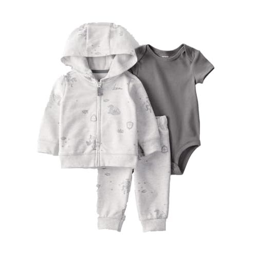 Carter's Baby Boys' 3 Piece Cardigan Set, Fairytale/Grey, 9m